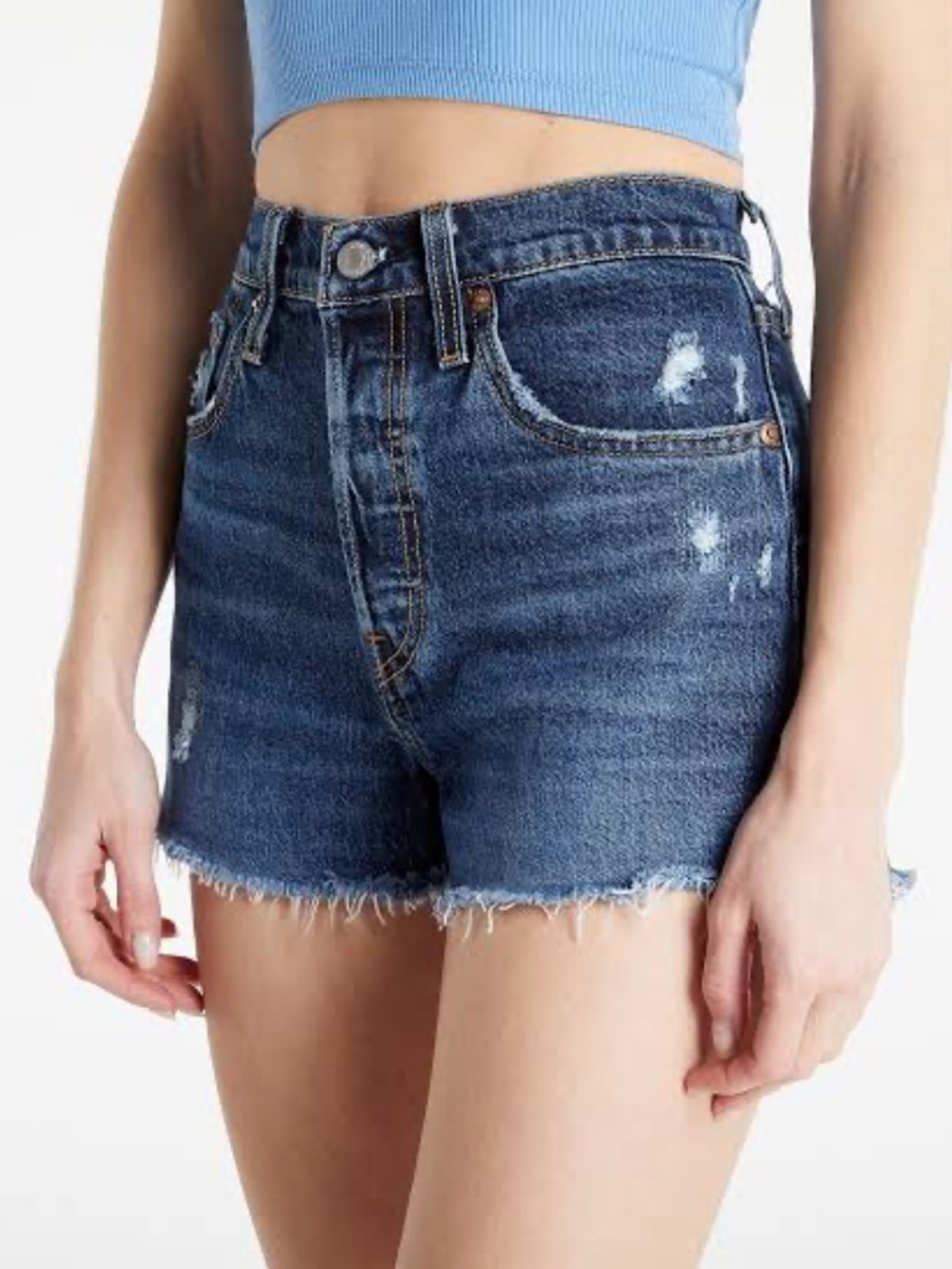 Levi’s womens blue 501 original jean shorts button fly 23